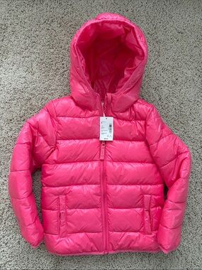NWT Gymboree Girls Bright Pink Quilted Hooded Puffer Jacket size 6